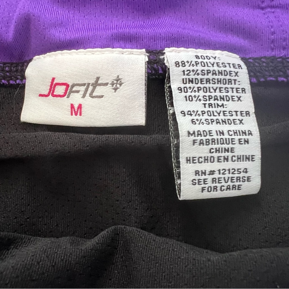 Jofit Running Shorts Black & Purple NWT size Medium Lined - Picture 3 of 8